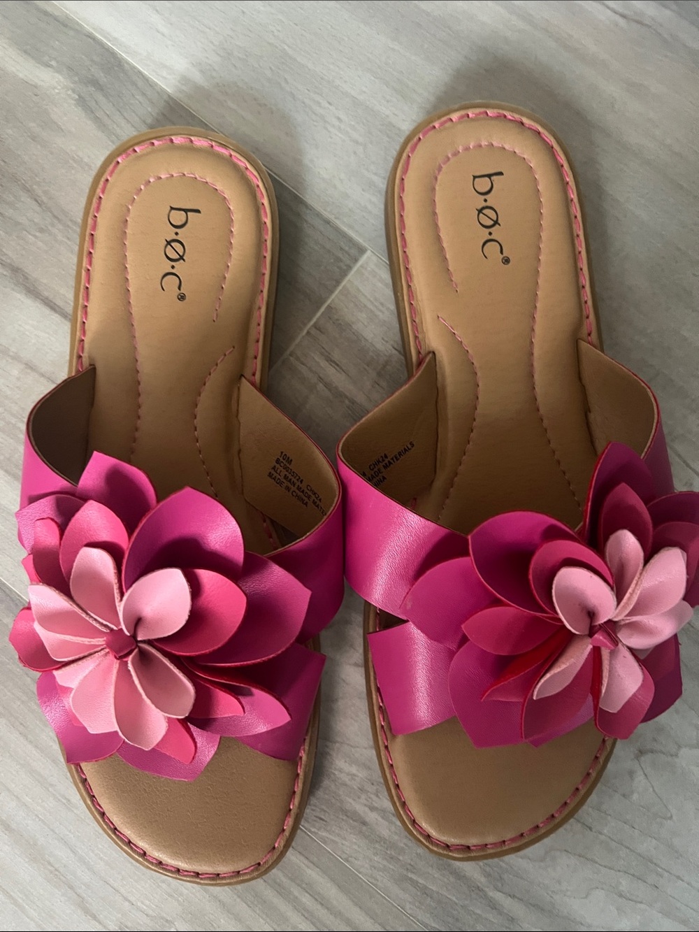 b.o.c. Two-Tone Pink Floral Slide Mules